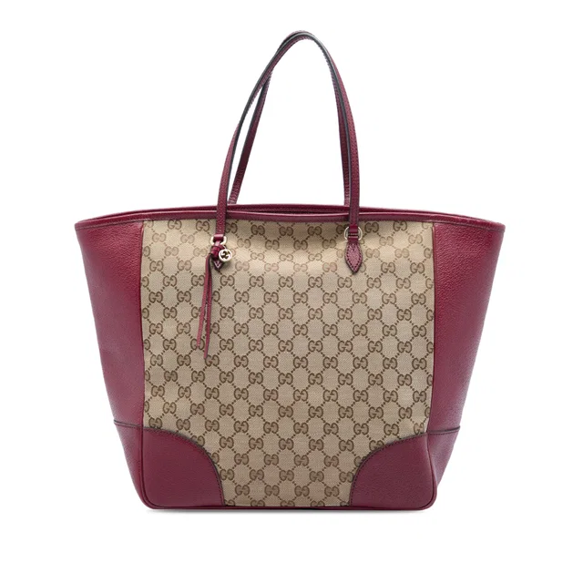 Beige Gucci GG Canvas and Calfskin Bree Tote in Beige Calfskin from Designer Revival