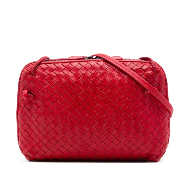 Red Bottega Veneta Nappa Intrecciato Nodini Crossbody in Red Nappa leather from Designer Revival