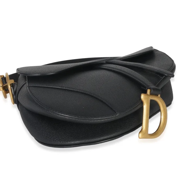Dior Grained Leather Medium Saddle Bag in Black Caviar leather from Season 2 Consign, photo 9 of 11