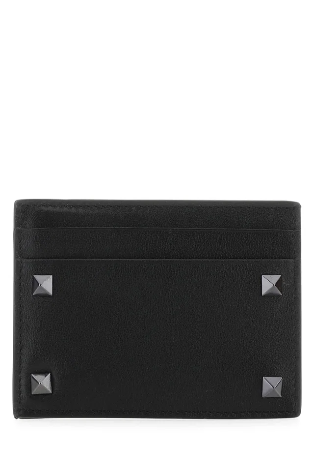 Valentino Garavani Studded Wallet — Black Leather in Black Leather from HEWI