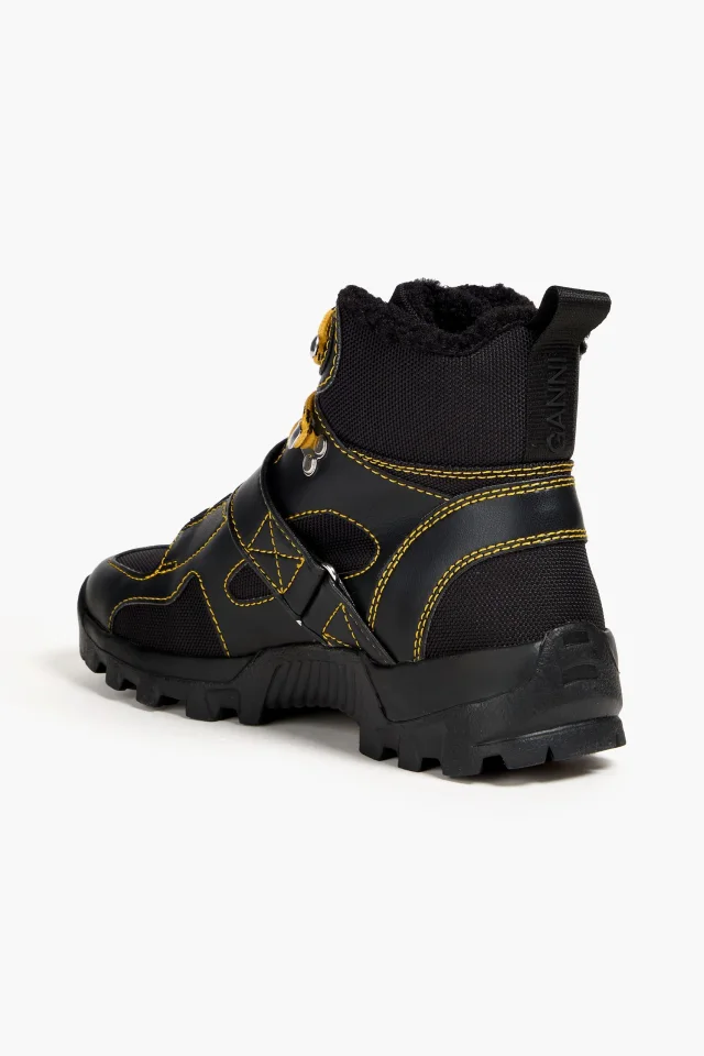 Ganni Paneled Hiking Boots with Vibram Sole in Black, photo 3 of 4 from THE OUTNET