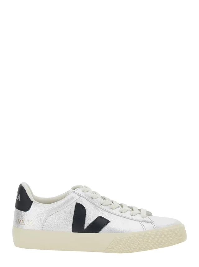 VEJA Sneaker 'Campo' with Contrast Heel with Lettering Logo and Logo Patch on the Side in Metallic Leather Unisex in 100% Organic Traced leather, photo 2 of 6 from Gaudenzi Boutique
