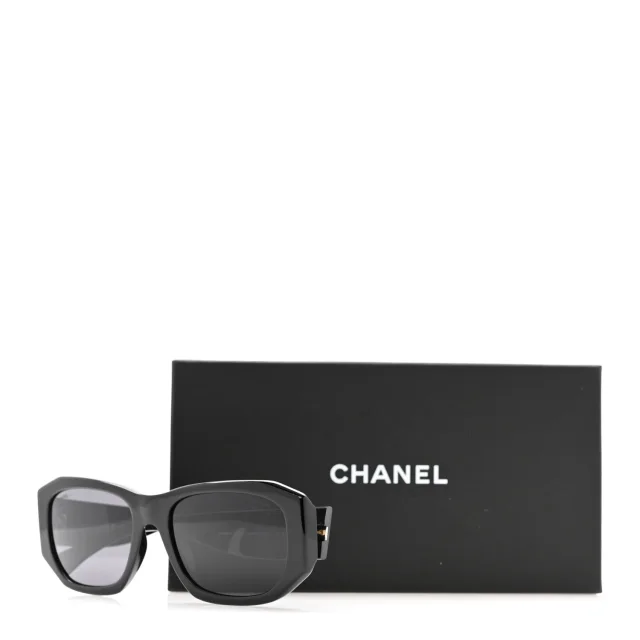 Chanel Acetate Rectangle Sunglasses 5554-A Black in Black from FASHIONPHILE, photo 8 of 8