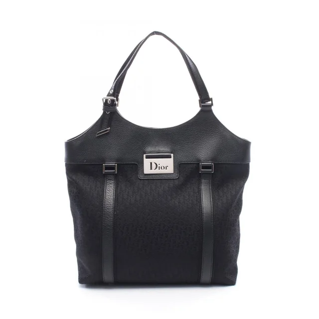 Dior Tote Bag Trotter Street Chic Black Canvas Leather in Black Canvas from The Reluxe