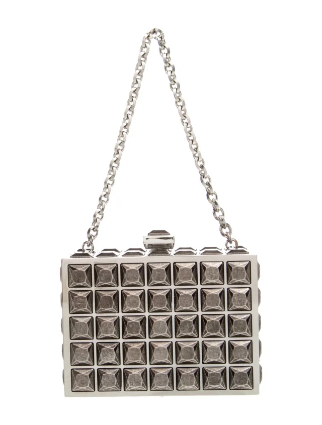 Judith Leiber Metal Minaudière in silver|gray Leather from The RealReal