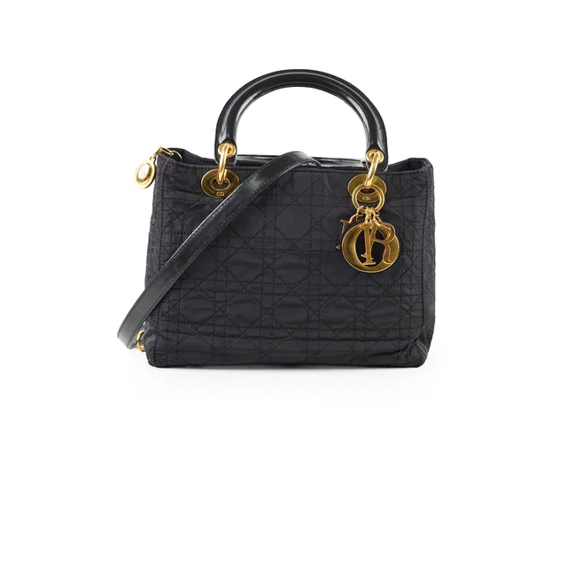 Vintage Lady Dior Small Black Nylon in Black Nylon from The Purse Affair