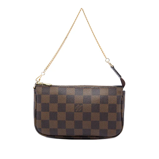 Brown Louis Vuitton Damier Ebene Mini Pochette Accessoires Handbag in Brown Canvas from Designer Revival, photo 1 of 1