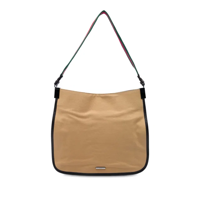 Beige Gucci Canvas Web Shoulder Bag in Beige Canvas from Designer Revival