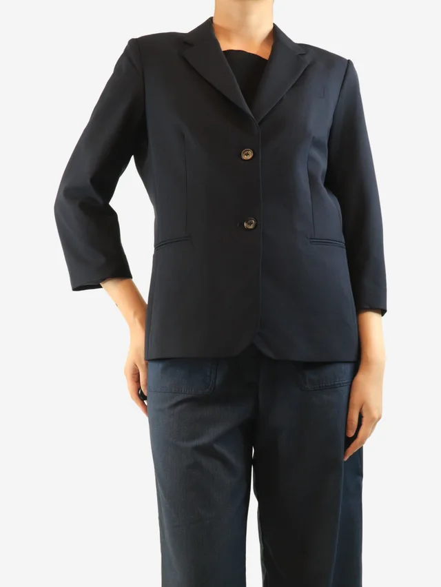 The Row Navy wool-blend blazer - size UK 16 in Navy Wool from Sign of the Times