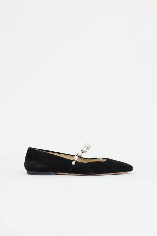 Jimmy Choo Faux Pearl Mary Jane Flat in Suede from VSP Consignment