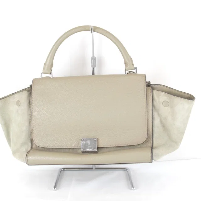 Celine Small Trapeze 2-Way Shoulder Bag Leather Suede Beige High in Beige Suede from The Reluxe