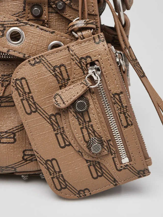 Balenciaga Brown/Black BB Monogram Coated Canvas Cagole XS Crossbody Bag in Black Coated canvas from Yoogis, photo 7 of 15