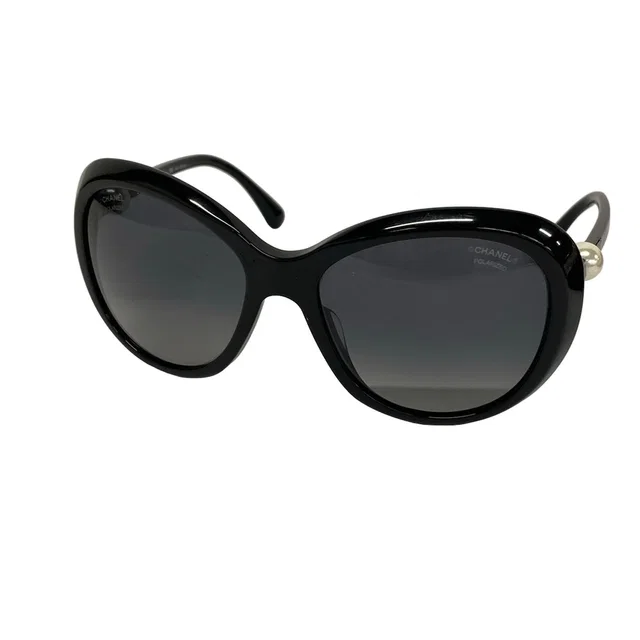 Chanel Sunglasses Dark Gray Black Pearl Eyewear in Black from The Reluxe
