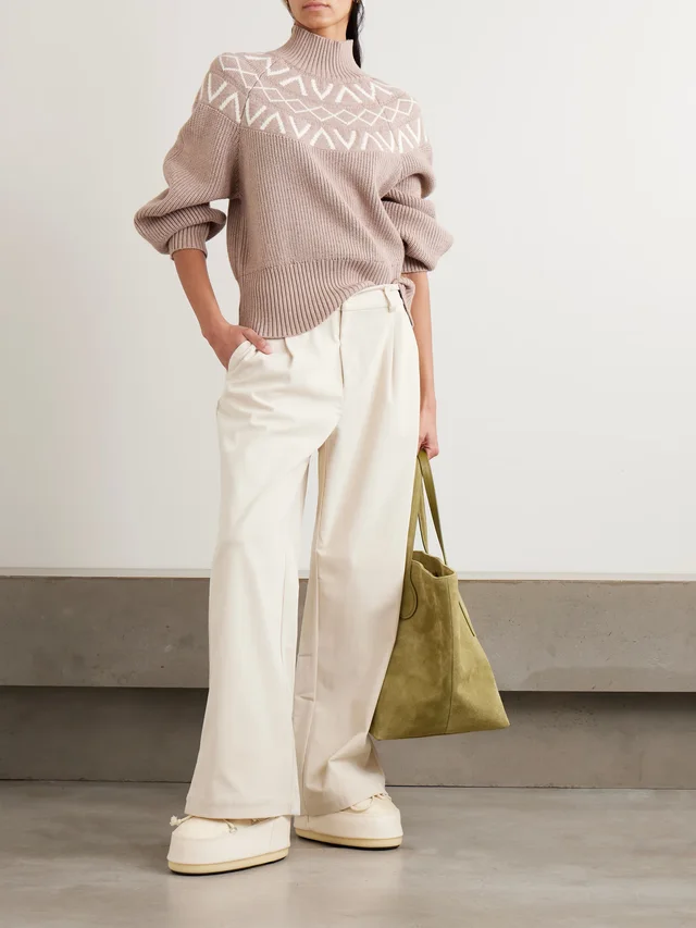 VARLEY Marcie Fair Isle knitted sweater in Brown, photo 2 of 2 from NET-A-PORTER (Canada)
