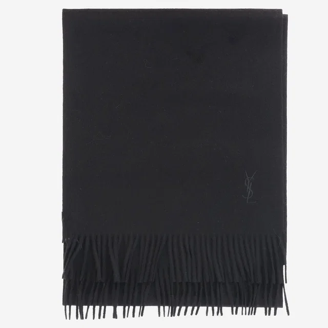 Saint Laurent Cashmere Logo Scarf — Black Scarfs in Black Cashmere from HEWI