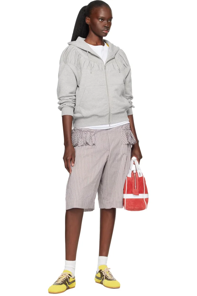 Dries Van Noten Gray Cropped Loose Zipped Hoodie, photo 5 of 5 from SSENSE