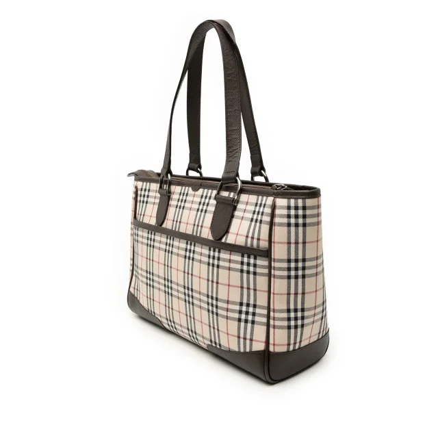 Beige Burberry House Check Canvas Tote in Beige Canvas from Designer Revival, photo 2 of 6
