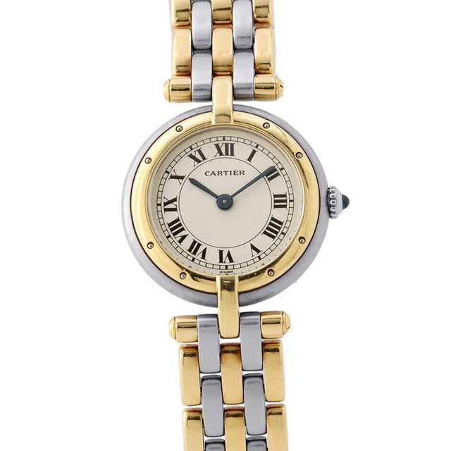 Cartier PANTHERE Vendome 3 Row SM W24mm Stainless Steel K18YG Ivory DialW25030B8 in White from GALLERY RARE