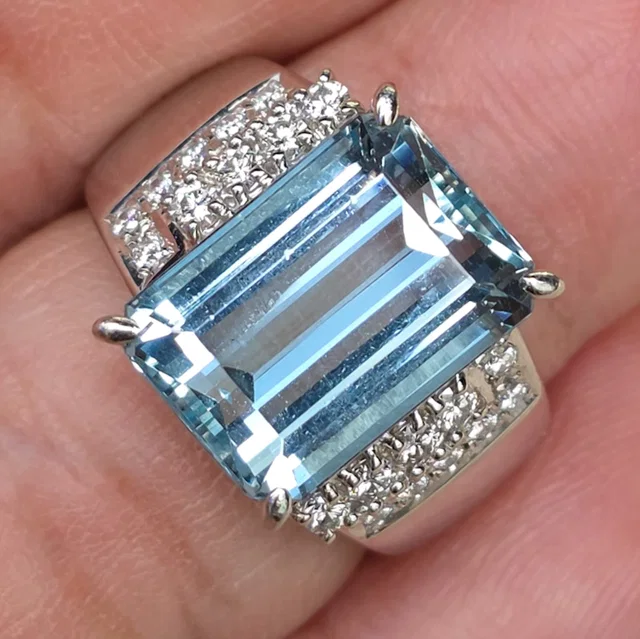 Pt900 Tasaki Aquamarine Ring A 6.050 D 0.360 Sz 5 14.4 g C in Leather from Luxury Promise
