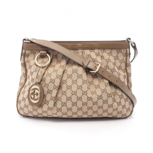 Gucci Shoulder Bag Sukey GG Canvas Beige Olive in Beige Canvas from The Reluxe