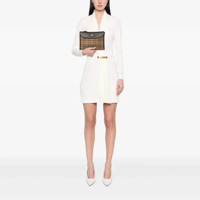 Beige Burberry Haymarket Check Canvas Clutch in Beige Canvas from Designer Revival, photo 10 of 10
