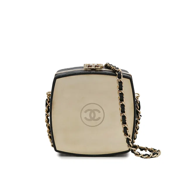 Chanel Cocomark Matelasse Chain Shoulder Bag Black Lamb Skin Gold Hardware in Black from Luxury Promise