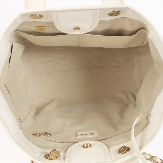 Chanel White Canvas Large Deauville Shopping Bag in White Canvas from Labellov, photo 6 of 6