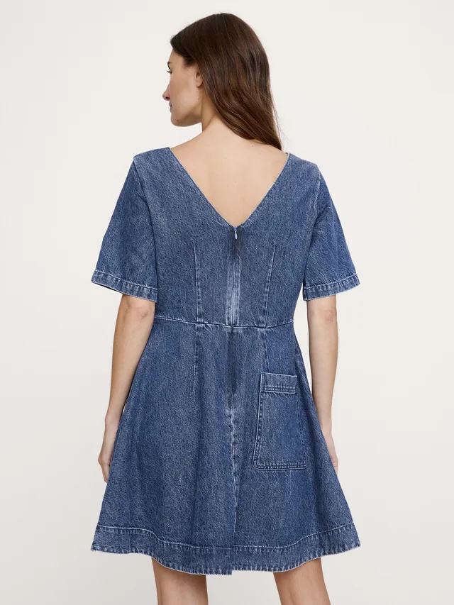 Banana Republic Pocket Mini Dress in Medium Wash Denim, photo 2 of 4 from Banana Republic (US)