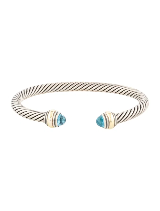 David Yurman Topaz Classic Cable Cuff Bracelet, 6.25" in multicolor from The RealReal