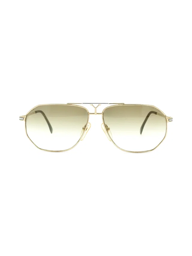 Saint Laurent Chrome Frame Aviator Sunglasses from Arcade Vintage