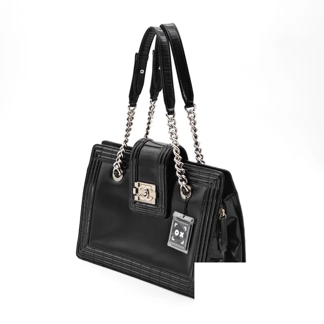Chanel Boy Tote Bag Black in Black Leather from The Reluxe