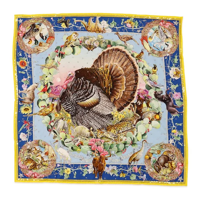 Hermès Scarf Carre 90 Creasing Faune Et Flore du Texas Silk in Silk from The Reluxe
