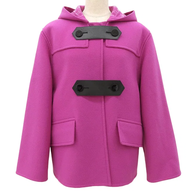 Louis Vuitton 2018 Wool Belt Design Hooded Coat Pink in Pink Wool from VINTAGE QOO TOKYO