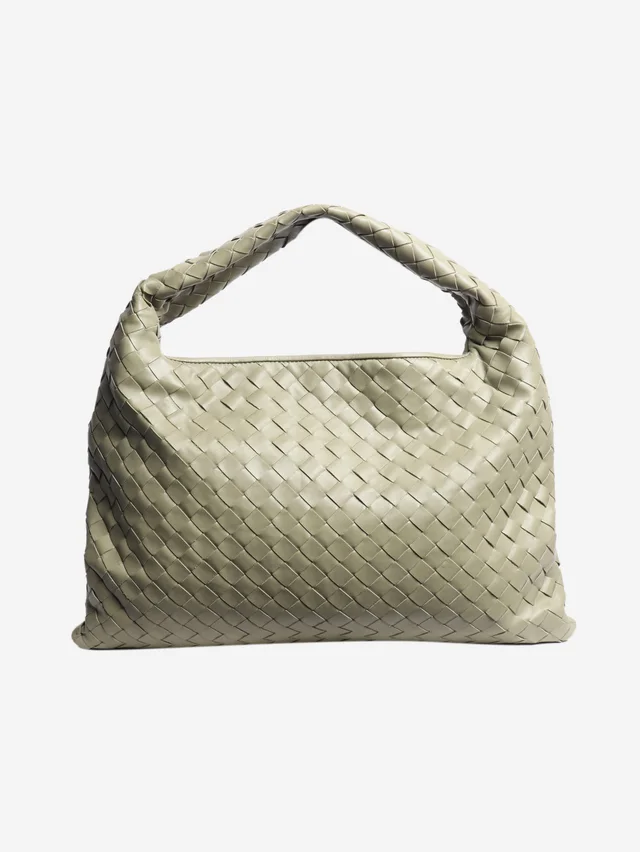 Bottega Veneta Sage green Hop Intrecciato leather shoulder bag in Green Woven leather from Sign of the Times
