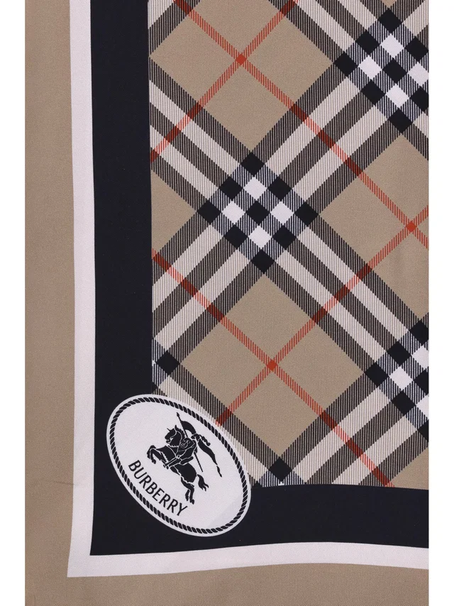 Burberry Silk Check Scarf — Beige Scarfs in Beige Silk from HEWI