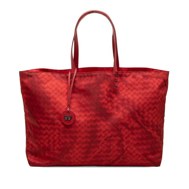 Red Bottega Veneta Nylon Intrecciolusion Tote in Red Nylon from Designer Revival, photo 1 of 1