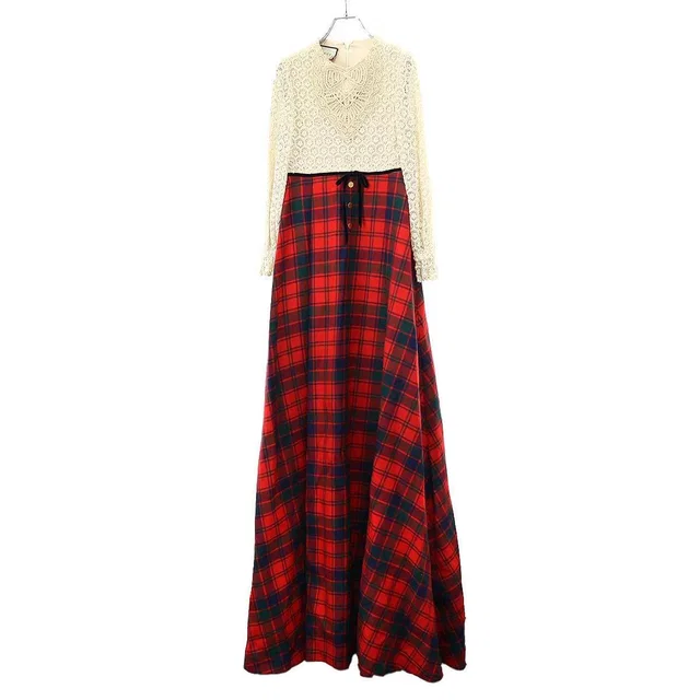 Gucci Sample Check Maxi Dress Zafpt Beige in Beige from The Reluxe