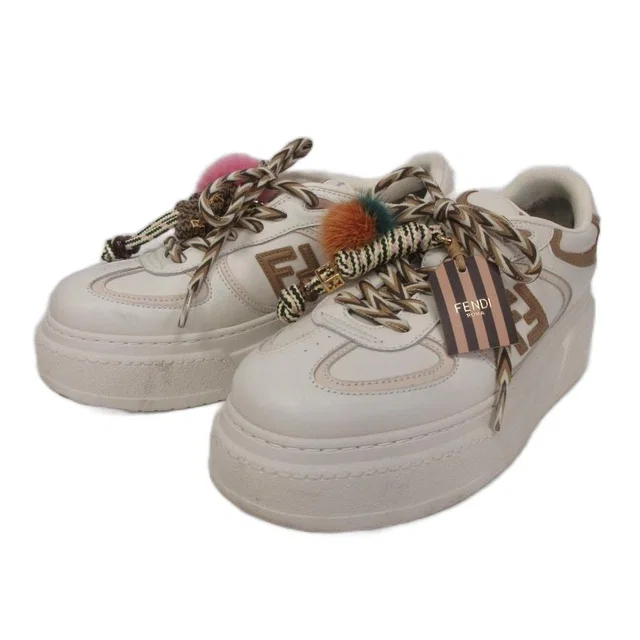 Fendi Match Platform Sneakers Charm White Us9 in White from The Reluxe