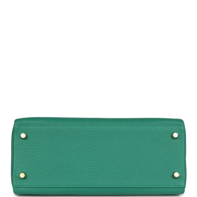 Hermès Kelly Retourne 28 Vert Vertigo Clemence Gold Hardware in Green Clemence leather from Madison Avenue Couture, photo 6 of 9