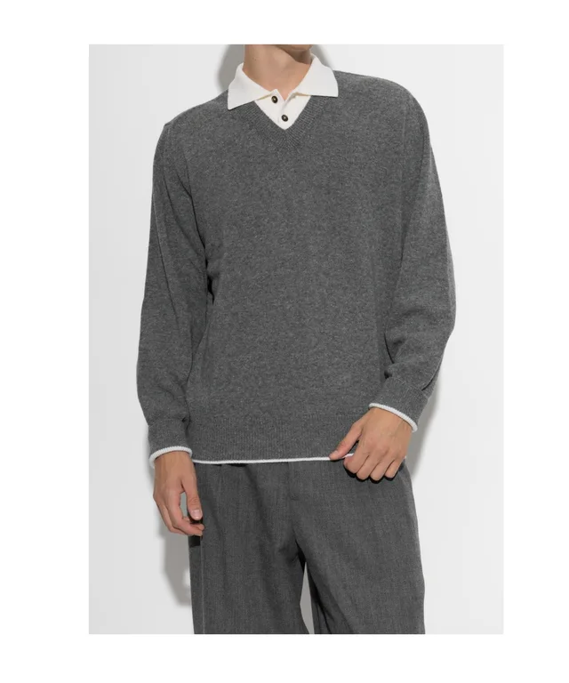 Eleventy Contrast Collar Knitted Sweater, photo 2 of 4 from SENSER