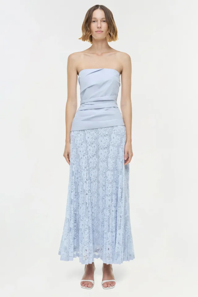 SIMKHAI Annalise Cotton Lace Midi Dress in PERIWINKLE SKY Cotton Poplin / Lace, photo 6 of 7 from SIMKHAI