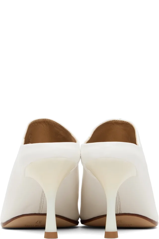 MM6 Maison Margiela White Ballerina Mule Heels, photo 2 of 5 from SSENSE
