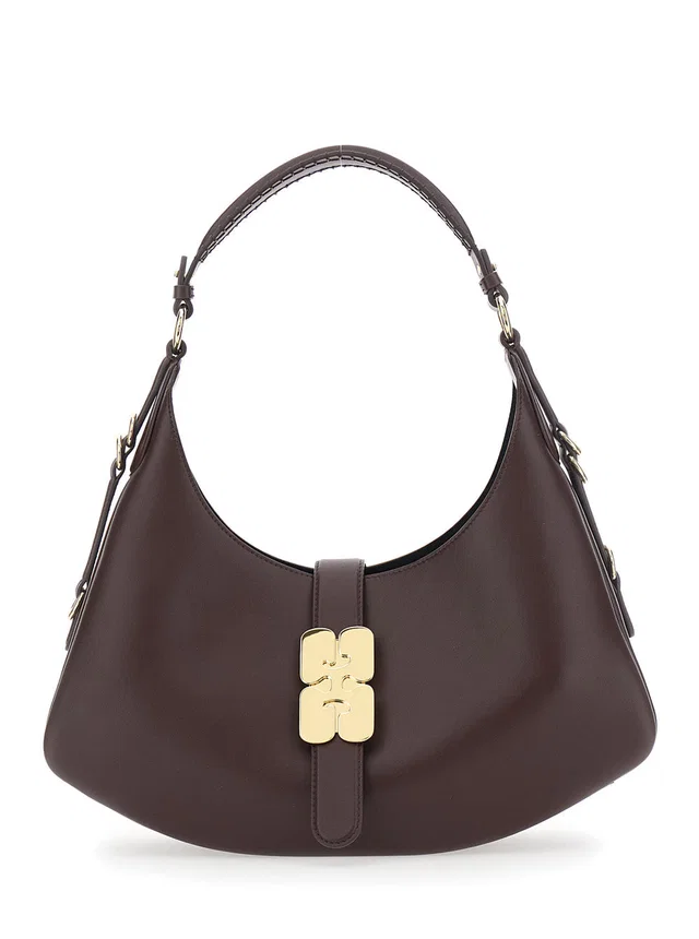 GANNI Kat Piccola Hobo Bag — Brown Leather in Brown Leather from HEWI