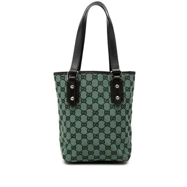 Green Gucci GG Canvas Tote in Green Canvas from Designer Revival