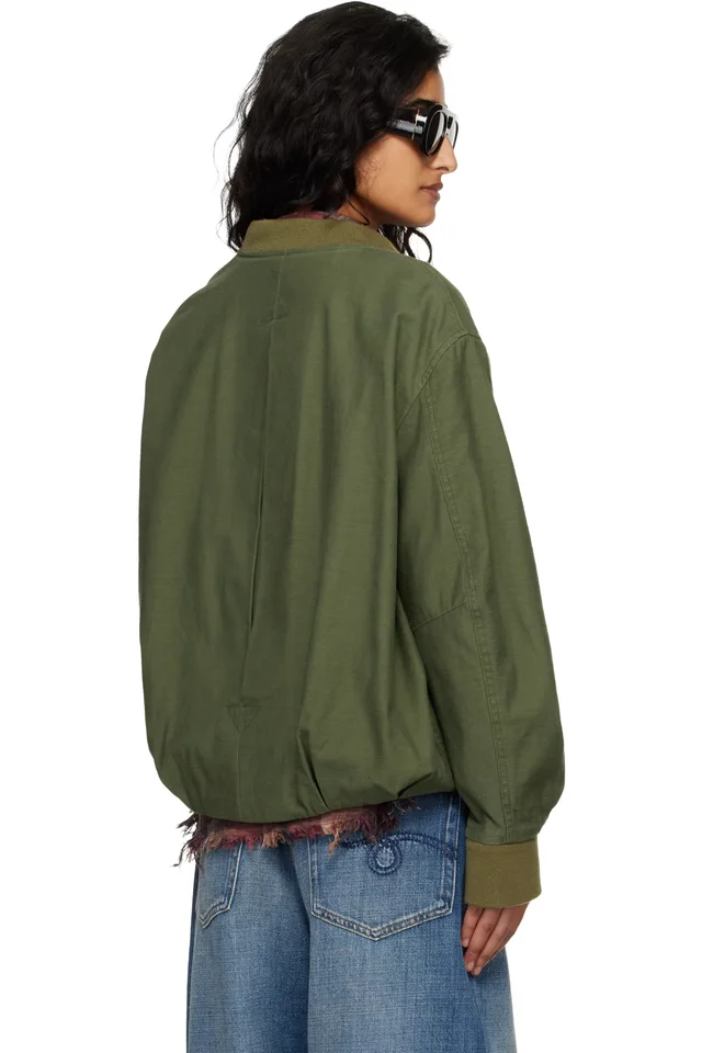 R13 Khaki Bubble Bomber Jacket, photo 3 of 4 from SSENSE