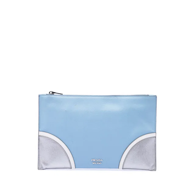 Blue Prada Tricolor Saffiano Clutch in Blue Saffiano leather from Designer Revival, photo 1 of 1