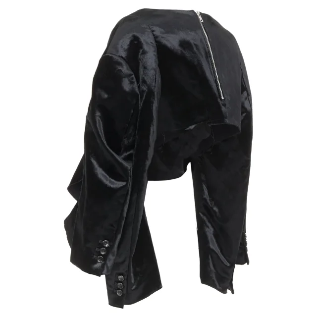 Comme des Garcons velvet multi sleeves cut out crop top in black, photo 6 of 6 from ShopSimon