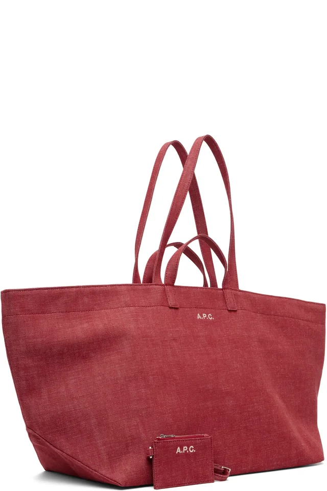 A.P.C. Red 'Le Drummer' Toile Tote, photo 2 of 4 from SSENSE