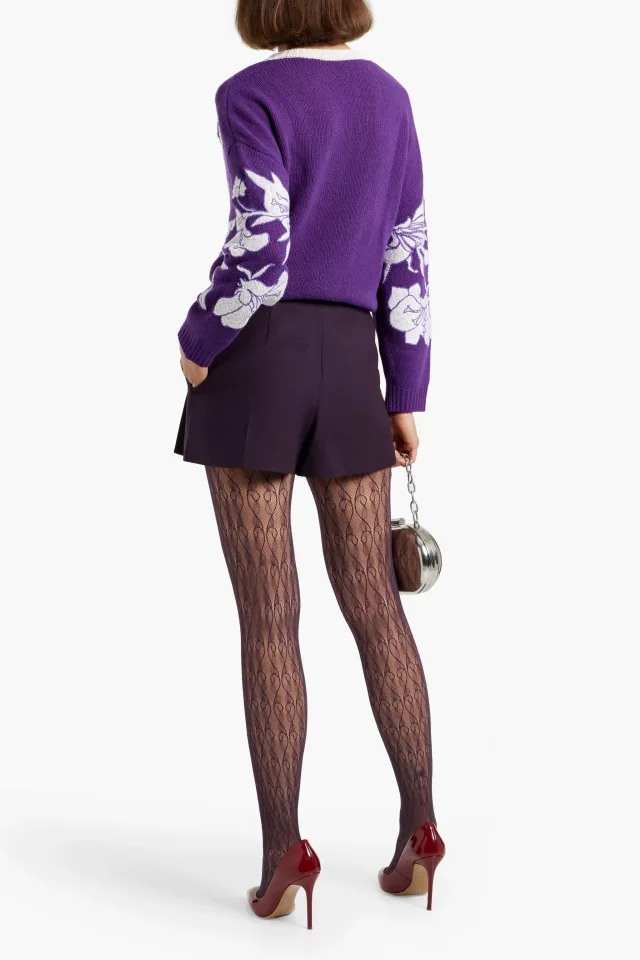 Valentino Garavani Embroidered Virgin Wool Sweater in Purple, photo 3 of 5 from THE OUTNET