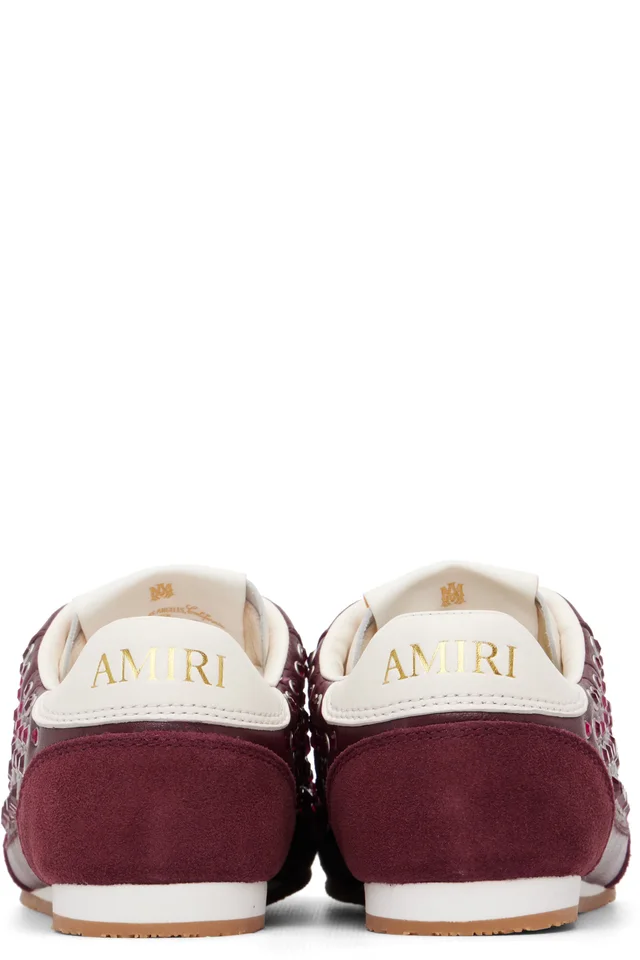 AMIRI Burgundy Stud Pacific Flat Sneakers, photo 2 of 5 from SSENSE